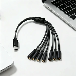 1 To 5 Ways USB Type C To 3.5mm TRS Female Audio Splitter Cable Multi Audio Headphone Stereo Cable for Phones Headsets Speaker 1 To 5 Ways USB Type C To 3.5mm TRS Female Audio Splitter Cable Multi Audio Headphone Stereo Cable for Phones Headsets Speaker