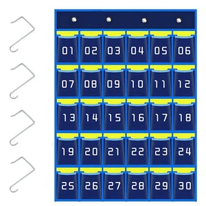 1 PCS Blue Numbered Pocket Chart Cell Phone Hanging Organizer For Classroom Mobile Phone Holders (30 Pockets) 1 PCS Blue Numbered Pocket Chart Cell Phone Hanging Organizer For Classroom Mobile Phone Holders (30 Pockets)