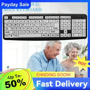 104 Keys USB Wired Large Printed Computer PC Keyboard for Elderly Old People 104 Keys USB Wired Large Printed Computer PC Keyboard for Elderly Old People