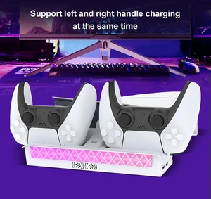 RGB Light Cooling Station with Cooling Fan Dual Controller Charging Rack Dual USB-A Headphone Stand for PS 5 PRO/Slim RGB Light Cooling Station with Cooling Fan Dual Controller Charging Rack Dual USB-A Headphone Stand for PS 5 PRO/Slim