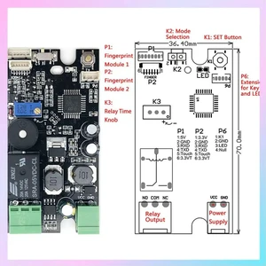 K215+R503 Normally Open Relay Self-Locking Fingerprint Control Board For Motorcycle Car Door Lock Access Control K215+R503 Normally Open Relay Self-Locking Fingerprint Control Board For Motorcycle Car Door Lock Access Control