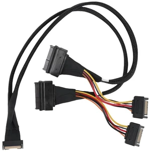 SlimSAS 8X To 2*U.2 NVMe Adapter SFF-8654 74pin To 2*SFF-8639 68pin Cable Hard Drive Data Cable SlimSAS 8X To 2*U.2 NVMe Adapter SFF-8654 74pin To 2*SFF-8639 68pin Cable Hard Drive Data Cable