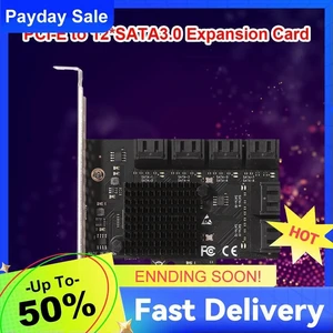 Controller Adapter Workstations Servers SA3112J PCIE Adapter 12 Port 6Gbps PCI-Express X1 to SATA 3.0 Expansion Card Controller Adapter Workstations Servers SA3112J PCIE Adapter 12 Port 6Gbps PCI-Express X1 to SATA 3.0 Expansion Card