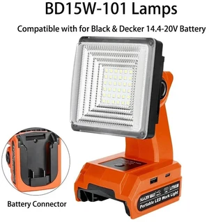 Rechargeable Camping Light for Black&Decker 20V Batteries LED Work Light with Quick Charge Port for Indoor Outdoor Use Rechargeable Camping Light for Black&Decker 20V Batteries LED Work Light with Quick Charge Port for Indoor Outdoor Use