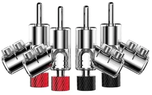 M21R Real Rhodium Plated 45 Degree Banana Connector Dual Screw Locking Right Angle Banana Banana Plug Rhodium Plated M21R Real Rhodium Plated 45 Degree Banana Connector Dual Screw Locking Right Angle Banana Banana Plug Rhodium Plated