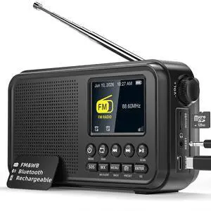 FM Radio, Portable Radio with Bluetooth & NOAA Weather Alert | Auto Scan, 40 Presets, 8W Sound, 2.4" Color Display, USB-C Charging, microSD Playback, Dual Alarms, Sleep Timer, 6 EQ Modes FM Radio, Portable Radio with Bluetooth & NOAA Weather Alert | Auto Scan, 40 Presets, 8W Sound, 2.4" Color Display, USB-C Charging, microSD Playback, Dual Alarms, Sleep Timer, 6 EQ Modes