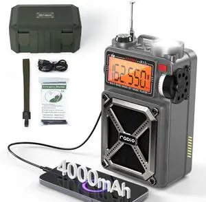 Solar Hand Crank Emergency Radio, NOAA Weather Alert, AM/FM/SW | Digital Tuning,Bluetooth Speaker,TF Playback,Flashlight,Compass,SOS,4000mAh,Thermal Blanket,USB-C Charging,for Emergencies Solar Hand Crank Emergency Radio, NOAA Weather Alert, AM/FM/SW | Digital Tuning,Bluetooth Speaker,TF Playback,Flashlight,Compass,SOS,4000mAh,Thermal Blanket,USB-C Charging,for Emergencies