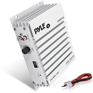 Hydra Marine Amplifier - Upgraded Elite Series 240 Watt 4 Channel Audio Amplifier - Waterproof, 4-8 Ohm Impendance, GAIN Level Controls, RCA Stereo Input & LED Indicator (PLMRA120) Hydra Marine Amplifier - Upgraded Elite Series 240 Watt 4 Channel Audio Amplifier - Waterproof, 4-8 Ohm Impendance, GAIN Level Controls, RCA Stereo Input & LED Indicator (PLMRA120)