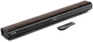 100W 2.1CH 31.8" Sound bar for Smart TV with HDMI ARC/Bluetooth 5.0 | Optical/coaxial/AUX inputs, DSP 3 EQ, adjustable bass. LED display, wood grain, wall mountable. Room-filling sound 100W 2.1CH 31.8" Sound bar for Smart TV with HDMI ARC/Bluetooth 5.0 | Optical/coaxial/AUX inputs, DSP 3 EQ, adjustable bass. LED display, wood grain, wall mountable. Room-filling sound