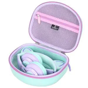 Hard Travel Case for Riwbox CT-7 CT-7S / iClever HS01 / FosPower Cat Ear LED Light Kids Wireless Headphones, Protective Carrying Storage Bag (Purple&Green Box for Sale) Hard Travel Case for Riwbox CT-7 CT-7S / iClever HS01 / FosPower Cat Ear LED Light Kids Wireless Headphones, Protective Carrying Storage Bag (Purple&Green Box for Sale)
