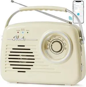 Portable AM FM Radio, Retro Radios Battery Powered & Plug-in Wall, Vintage Radio with Bluetooth, Easy to Use Large Dial for Home/Outdoor/Kitchen (Beige) Portable AM FM Radio, Retro Radios Battery Powered & Plug-in Wall, Vintage Radio with Bluetooth, Easy to Use Large Dial for Home/Outdoor/Kitchen (Beige)