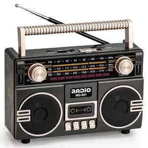 Portable Retro Radio AM/FM/SW with Dual Speakers | Vintage Radio with Bluetooth/USB/TF Card/AUX Playback, Rechargeable Battery Operated or AC Power, for Gift, Home, Outdoor Portable Retro Radio AM/FM/SW with Dual Speakers | Vintage Radio with Bluetooth/USB/TF Card/AUX Playback, Rechargeable Battery Operated or AC Power, for Gift, Home, Outdoor