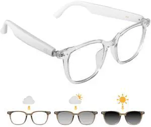 Smart Glasses for Women, Bluetooth Glasses with Transparent Frame | Photochromic Lenses Touch Control Voice Assistant Open-Ear Audio Hands-Free Calls Lightweight Comfortable for Work Relax Smart Glasses for Women, Bluetooth Glasses with Transparent Frame | Photochromic Lenses Touch Control Voice Assistant Open-Ear Audio Hands-Free Calls Lightweight Comfortable for Work Relax