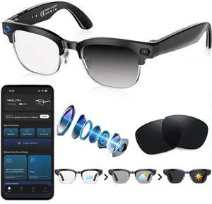 AI Smart Glasses Camera, 4K EIS Anti-Shake Photo & Photochromic | Real-Time Translation, Object Recognition, Voice Assistant, Open-Ear BT, 4K Video Recording, Photochromic & Extra Lenses AI Smart Glasses Camera, 4K EIS Anti-Shake Photo & Photochromic | Real-Time Translation, Object Recognition, Voice Assistant, Open-Ear BT, 4K Video Recording, Photochromic & Extra Lenses