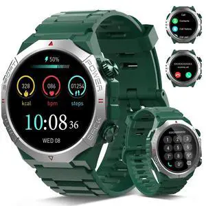 Military Smart Watches for Men (Answer/Make Calls), 1.39" Watches, Heart Rate/Sleep Monitor, 110 Sports Modes Watch, Waterproof Watch, 30Day, Watches for Android/iPhone, Green Military Smart Watches for Men (Answer/Make Calls), 1.39" Watches, Heart Rate/Sleep Monitor, 110 Sports Modes Watch, Waterproof Watch, 30Day, Watches for Android/iPhone, Green