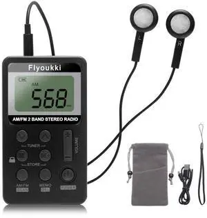 Pocket RadioSmall Personal Mini AM FM Portable Radios with Best Reception | Digital Tuning Transistor RadiosEarphones, Lanyard and Rechargeable Battery for Walking Jogging Exercising (Black) Pocket RadioSmall Personal Mini AM FM Portable Radios with Best Reception | Digital Tuning Transistor RadiosEarphones, Lanyard and Rechargeable Battery for Walking Jogging Exercising (Black)