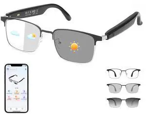 Al Glasses for Men Women, Smart Glasses with Photochromic Lenses | Real-Time Translation with 169 Languages, Open-Ear Audio, Hand-Free Call, Vioce Assistant, Travel Meeting Business Trade Al Glasses for Men Women, Smart Glasses with Photochromic Lenses | Real-Time Translation with 169 Languages, Open-Ear Audio, Hand-Free Call, Vioce Assistant, Travel Meeting Business Trade