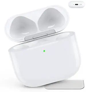 Wireless Charging Case Compatible with AirPods 4,with Gray Cloth (C Port) | Replacement Case with Bluetooth Pairing Sync Button, Earbuds Not Included Wireless Charging Case Compatible with AirPods 4,with Gray Cloth (C Port) | Replacement Case with Bluetooth Pairing Sync Button, Earbuds Not Included