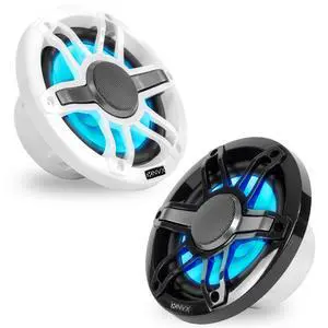 ® Premium 6.5 Coaxial Speakers (Pair) White and Black Grilles Included | 2-Way Marine Speakers, 600W Max, 200W RMS, 1 Silk Dome Tweeters, with RGB LED Lighting for Boats/UTV/ATV/SxS/Powersports ® Premium 6.5 Coaxial Speakers (Pair) White and Black Grilles Included | 2-Way Marine Speakers, 600W Max, 200W RMS, 1 Silk Dome Tweeters, with RGB LED Lighting for Boats/UTV/ATV/SxS/Powersports