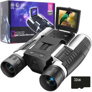 12x32 Binoculars for Adults, Digital Binoculars with Camera 48MP Photo 2.5K Video 2.4" LCD Display Screen with 32GB Micro SD Card for Bird Watching Hunting Football Concerts Theatre 12x32 Binoculars for Adults, Digital Binoculars with Camera 48MP Photo 2.5K Video 2.4" LCD Display Screen with 32GB Micro SD Card for Bird Watching Hunting Football Concerts Theatre
