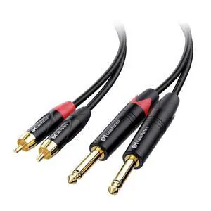 Dual 1/4 Inch TS to Dual RCA Cable, 6ft | 1/4 Inch to RCA Stereo Audio Interconnect Cable, for Audio Equipment Dual 1/4 Inch TS to Dual RCA Cable, 6ft | 1/4 Inch to RCA Stereo Audio Interconnect Cable, for Audio Equipment
