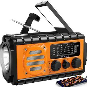 20000mah Hand Crank Emergency Radio,SW/NOAA/AM/FM Weather Radio, Solar Powered Hand Crank Chager with Bige Batery Powered,Portable,Cellphone Charge,SOS,Flashlight for Emergency/Home (Orange) 20000mah Hand Crank Emergency Radio,SW/NOAA/AM/FM Weather Radio, Solar Powered Hand Crank Chager with Bige Batery Powered,Portable,Cellphone Charge,SOS,Flashlight for Emergency/Home (Orange)