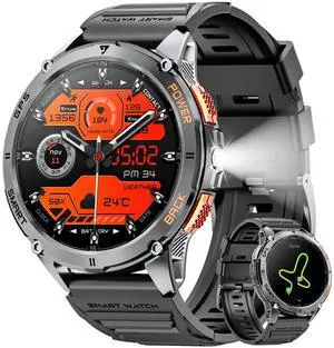 Military Smart Watches for Men with GPS, 1.43" AMOLED Bluetooth Call Smartwatch with LED Flashlight, Smart Watch for Android iOS, IP68 Waterproof Fitness Tracker with Heart Rate (Black) Military Smart Watches for Men with GPS, 1.43" AMOLED Bluetooth Call Smartwatch with LED Flashlight, Smart Watch for Android iOS, IP68 Waterproof Fitness Tracker with Heart Rate (Black)