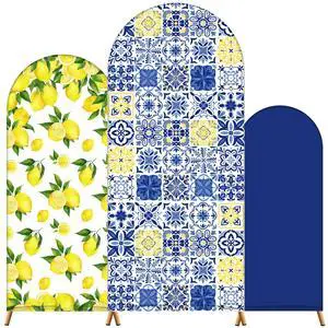 Set of 3 Amalfi Coast Wedding Arch Backdrop Cover, 4ft, 5ft, 6ft Mediterranean Blue Tiles Lemon Birthday Party Decoration, Spandex Arch Stand Covers, Stands Not Included(Classic Style) Set of 3 Amalfi Coast Wedding Arch Backdrop Cover, 4ft, 5ft, 6ft Mediterranean Blue Tiles Lemon Birthday Party Decoration, Spandex Arch Stand Covers, Stands Not Included(Classic Style)