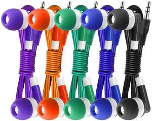 100 Pack Bulk Earbuds Headphones Assorted 5 Colors Individually Wrapped Disposable Earphones for Classroom, School, Library, Hospital, Students, Kids - 3.5mm Jack Tangle-Free 100 Pack Bulk Earbuds Headphones Assorted 5 Colors Individually Wrapped Disposable Earphones for Classroom, School, Library, Hospital, Students, Kids - 3.5mm Jack Tangle-Free