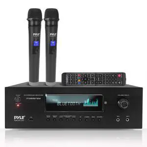 1000W Bluetooth Home Theater Karaoke Receiver - 5.2-Ch Stereo Amplifier 2 UHF Wireless Microphone Video Pass-Through Supports, MP3/USB/HDMI/AM/FM Radio - PT888BTWM.5 1000W Bluetooth Home Theater Karaoke Receiver - 5.2-Ch Stereo Amplifier 2 UHF Wireless Microphone Video Pass-Through Supports, MP3/USB/HDMI/AM/FM Radio - PT888BTWM.5