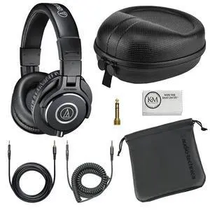 ATH-M40x Professional Studio Monitor Headphones Bundle with Full Sized Hard Body Headphone Case and Microfiber Cleaning Cloth (3 Items) ATH-M40x Professional Studio Monitor Headphones Bundle with Full Sized Hard Body Headphone Case and Microfiber Cleaning Cloth (3 Items)