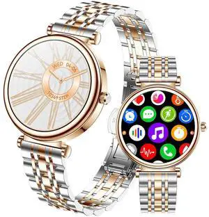 Smart Watch for Women 1.27" Color Screen Waterproof Fitness Activity Tracker Rose Gold Women's Smart Watch with Heart Rate Sleep Monitor for Android and iOS (Two-Tone Rose Gold Steel RT-i109) Smart Watch for Women 1.27" Color Screen Waterproof Fitness Activity Tracker Rose Gold Women's Smart Watch with Heart Rate Sleep Monitor for Android and iOS (Two-Tone Rose Gold Steel RT-i109)