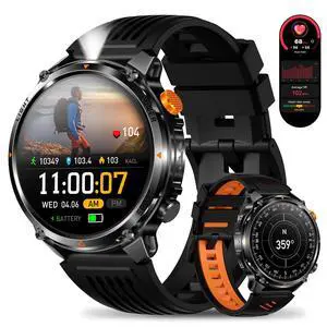 MIlitary Smart Watch with Compass/Flashlight for Android & iPhone (2 Bands) | 100 Days Battery/IP68 Waterproof, Answer/Make Calls, 1.7" HD Fitness Tracker Watch with Sleep/Heart Rate Monitor for Men MIlitary Smart Watch with Compass/Flashlight for Android & iPhone (2 Bands) | 100 Days Battery/IP68 Waterproof, Answer/Make Calls, 1.7" HD Fitness Tracker Watch with Sleep/Heart Rate Monitor for Men