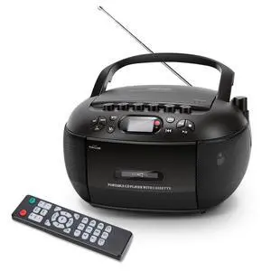 Portable CD and Cassette Player Combo with Bluetooth, FM Radio, Remote Control, USB/AUX, Tape Recording, AC or D Battery Powered, LCD Display Ideal for Home, Seniors, Kids Portable CD and Cassette Player Combo with Bluetooth, FM Radio, Remote Control, USB/AUX, Tape Recording, AC or D Battery Powered, LCD Display Ideal for Home, Seniors, Kids