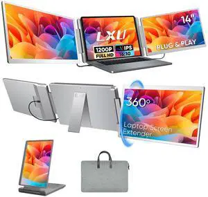 Laptop Screen Extender Monitor Portable, 1200P Triple Extended Monitor | Plug & Play, 16:10, for 12~16.2" Laptops, Not Compatible M1 M2 M3 Laptop Screen Extender Monitor Portable, 1200P Triple Extended Monitor | Plug & Play, 16:10, for 12~16.2" Laptops, Not Compatible M1 M2 M3