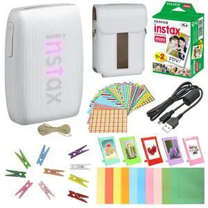 Bundle with Compatible Fuji Mini Link 3 Smartphone Printer Clay White + Fuji Film Value Pack 20 Sheets Accessories Bundle with Album + 5 Plastic Desk Frames + Paper & Sticker Frames (Clay White) Bundle with Compatible Fuji Mini Link 3 Smartphone Printer Clay White + Fuji Film Value Pack 20 Sheets Accessories Bundle with Album + 5 Plastic Desk Frames + Paper & Sticker Frames (Clay White)