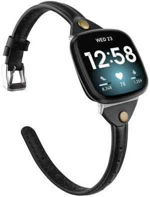 Compatible with Fitbit Versa 4/Versa 3/Sense 2/Sense Band for Women, Slim & Thin Leather Straps Bracelet Wristband for Fitbit Versa 4/ Fitbit Sense Smartwatch, Black Compatible with Fitbit Versa 4/Versa 3/Sense 2/Sense Band for Women, Slim & Thin Leather Straps Bracelet Wristband for Fitbit Versa 4/ Fitbit Sense Smartwatch, Black