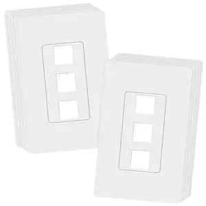 3 Port Keystone Jack RJ45 Screwless Wall Plate, Cat7 Cat6 Cat5 Compatible, Size 1-Gang 4.69" x 2.93", Ports 0.60" x 0.50", Polycarbonate Thermoplastic, SI8873-10PCS, Glossy, White (10 Pack) 3 Port Keystone Jack RJ45 Screwless Wall Plate, Cat7 Cat6 Cat5 Compatible, Size 1-Gang 4.69" x 2.93", Ports 0.60" x 0.50", Polycarbonate Thermoplastic, SI8873-10PCS, Glossy, White (10 Pack)