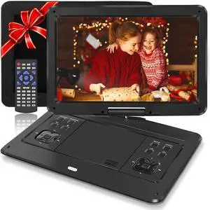 16.5 Portable DVD Player, 6Hr Battery, Car Headrest Mount, Remote | 1280x800 HD 14.1"Swivel Screen, 5000mAh Battery, Supports CD/DVD/SD/USB, for Car & Home, Region Free 16.5 Portable DVD Player, 6Hr Battery, Car Headrest Mount, Remote | 1280x800 HD 14.1"Swivel Screen, 5000mAh Battery, Supports CD/DVD/SD/USB, for Car & Home, Region Free