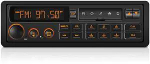 Retro Single Din Car Stereo: European Vintage Radio for Classic Vehicles | Orange Display Bluetooth 4-CHN 2 Subwoofer Outputs AM FM USB SD AUX Type-C Charge Retro Single Din Car Stereo: European Vintage Radio for Classic Vehicles | Orange Display Bluetooth 4-CHN 2 Subwoofer Outputs AM FM USB SD AUX Type-C Charge