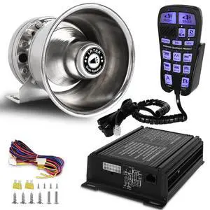 Upgrade 250W Emergency Police Siren Speaker Multi-Tones Slim PA System Sirens with Handheld Controller & Mic Microphone Warning Electronic Alarm Sounds Horn Kit for Tow Truck Vehicles Car Pickup Upgrade 250W Emergency Police Siren Speaker Multi-Tones Slim PA System Sirens with Handheld Controller & Mic Microphone Warning Electronic Alarm Sounds Horn Kit for Tow Truck Vehicles Car Pickup