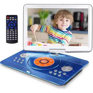 Portable DVD Player for Kids Road Trip, 14.1" Swivel Screen, 5000mAh | 6-Hour Playtime, Car Charger, Support USB/SD/TV Sync, Dual Speakers, Multi-Format, Blue Portable DVD Player for Kids Road Trip, 14.1" Swivel Screen, 5000mAh | 6-Hour Playtime, Car Charger, Support USB/SD/TV Sync, Dual Speakers, Multi-Format, Blue