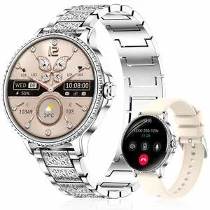 Smart Watches for Women Answer/Make Call,1.27'' Smartwatch Fitness Tracker for Heart Rate/Sleep Monitor/Calories/Blood Oxygen,100+ Sports Modes Android iPhone,IP68 Waterproof,2 Bands,Silver Smart Watches for Women Answer/Make Call,1.27'' Smartwatch Fitness Tracker for Heart Rate/Sleep Monitor/Calories/Blood Oxygen,100+ Sports Modes Android iPhone,IP68 Waterproof,2 Bands,Silver