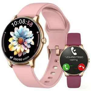 Smart Watch for Women Round Android iphone compatible IP68 Waterproof | Womens Fitness Watch Answer/Make Call, Ultra thin 1.32" AMOLED, 100+ Sport Modes, Health/HR/Sleep, 2 Straps Smart Watch for Women Round Android iphone compatible IP68 Waterproof | Womens Fitness Watch Answer/Make Call, Ultra thin 1.32" AMOLED, 100+ Sport Modes, Health/HR/Sleep, 2 Straps