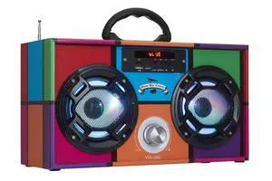 Retro Boombox Bluetooth Speaker, Music Player w/FM Radio & LED Lights | Retro Speaker with LED Lights, Rechargeable Portable Bluetooth Speaker with USB & SD, AUX & Remote Control Retro Boombox Bluetooth Speaker, Music Player w/FM Radio & LED Lights | Retro Speaker with LED Lights, Rechargeable Portable Bluetooth Speaker with USB & SD, AUX & Remote Control