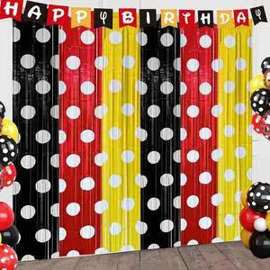 Cartoon Mouse Foil Fringe Curtains 2 Pack 3.2x6.6ft Party Backdrop | Red Black and Yellow Tinsel Streamers Backdrop Baby Shower Cartoon Mouse Color Birthday Party Decorations Favor Supplies Cartoon Mouse Foil Fringe Curtains 2 Pack 3.2x6.6ft Party Backdrop | Red Black and Yellow Tinsel Streamers Backdrop Baby Shower Cartoon Mouse Color Birthday Party Decorations Favor Supplies