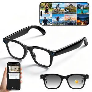 AI Smart Glasses with Camera,AI Voice Assistant,8MP/1080P HD Video & Audio Recording Camera, Real-Time Voice Translation, Bluetooth Connectivity, Photochromic Sunglass Lenses for Men & Women AI Smart Glasses with Camera,AI Voice Assistant,8MP/1080P HD Video & Audio Recording Camera, Real-Time Voice Translation, Bluetooth Connectivity, Photochromic Sunglass Lenses for Men & Women