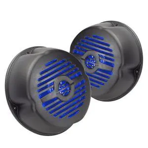 5 Water Resistant Surface Mount Speakers with Blue LED Lights for Marine, RVs, & Hot Tubs Pair 5 Water Resistant Surface Mount Speakers with Blue LED Lights for Marine, RVs, & Hot Tubs Pair
