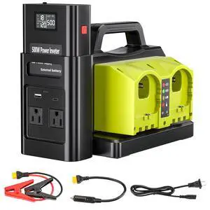 500W Pure Sine Wave Power Inverter for Ryobi 18V Battery, 4-Ports DC 18V to AC(2 Outlets) 120V Car Charger Plug Inverter Adapter Converter for Camping, Travel, Emergencies(Tool Only) 500W Pure Sine Wave Power Inverter for Ryobi 18V Battery, 4-Ports DC 18V to AC(2 Outlets) 120V Car Charger Plug Inverter Adapter Converter for Camping, Travel, Emergencies(Tool Only)