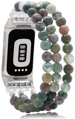 Compatible with Fitbit Charge 6/5 Natural Gemstone Beaded Handmade Adjustable Bracelet Replacement Band for Women Compatible with Fitbit Charge 6/5 Natural Gemstone Beaded Handmade Adjustable Bracelet Replacement Band for Women